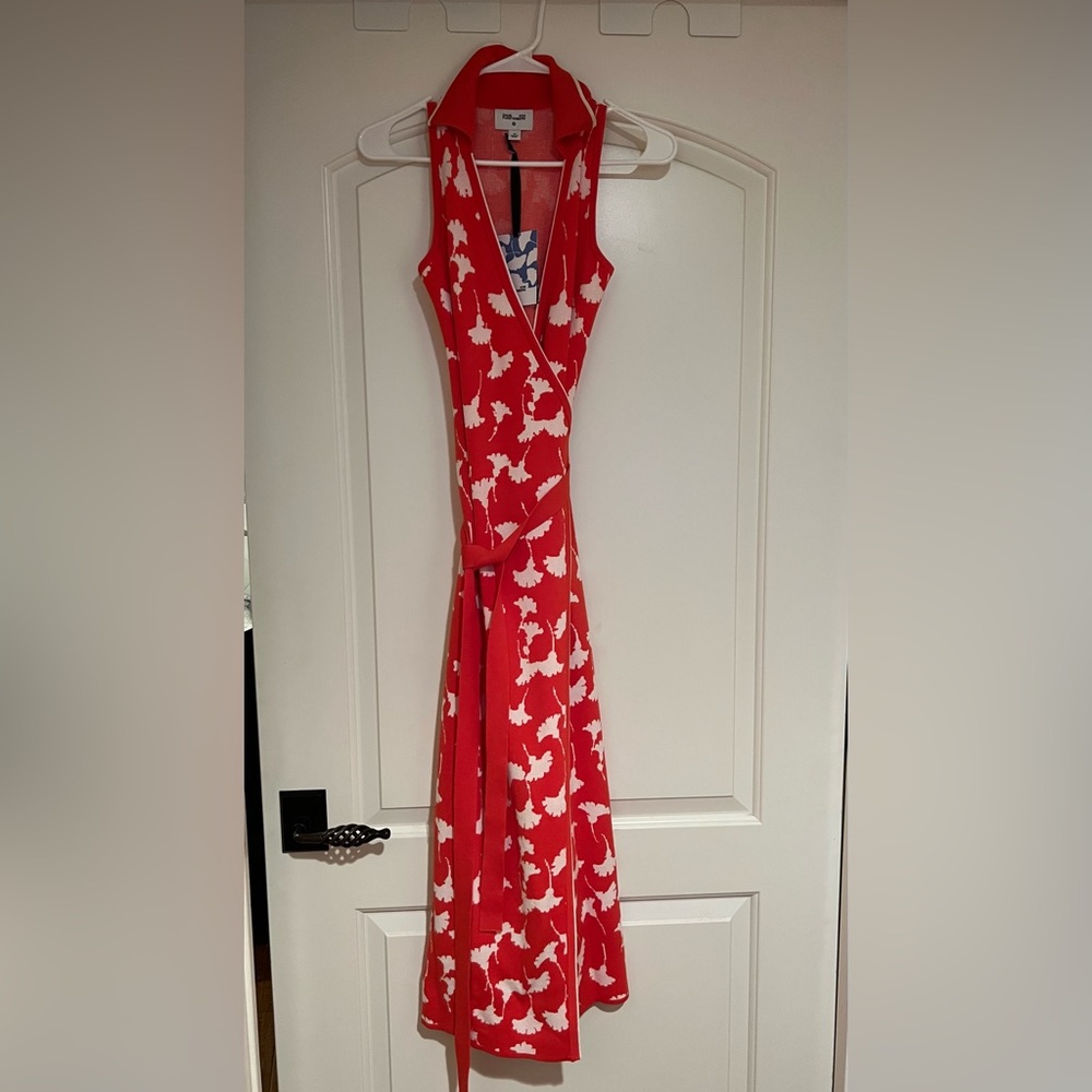 DVF for Target- Orange and White Wrap Dress